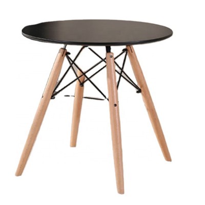 Round MDF in high gloss top with beech wood leg dining table