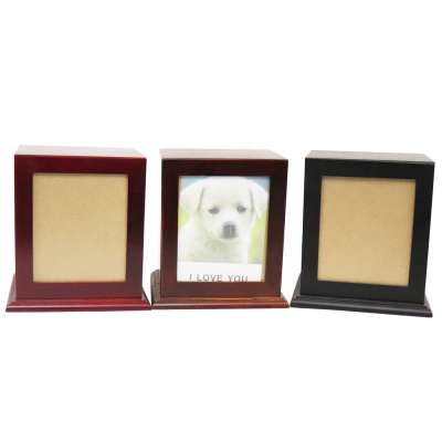 Pet Wood Urns  Pet crematory memory boxes and Chests  with Picture  Handmade Square Wooden Ashes Urn Boxes For Pet