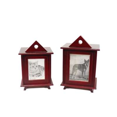 Custom Wholesale Pet Human Cremation Ashes Supplies Wood Cremation Urn Wooden Photo Frame design Pet Caskets & Urns