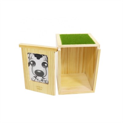 Pet crematory memory boxes and Chests Pet Urn with Picture indoor wooden urns plain wood cremation funeral pet urn for ashes