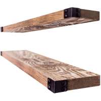 Rustic Brown Floating Shelves Wall Mounted Wooden Storage Shelves For Living Room Bathroom