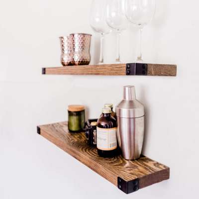 Modern Rustic Wall Mount Wooden Shelf Floating Wooden Wall Shelves Wooden Wall Shelf